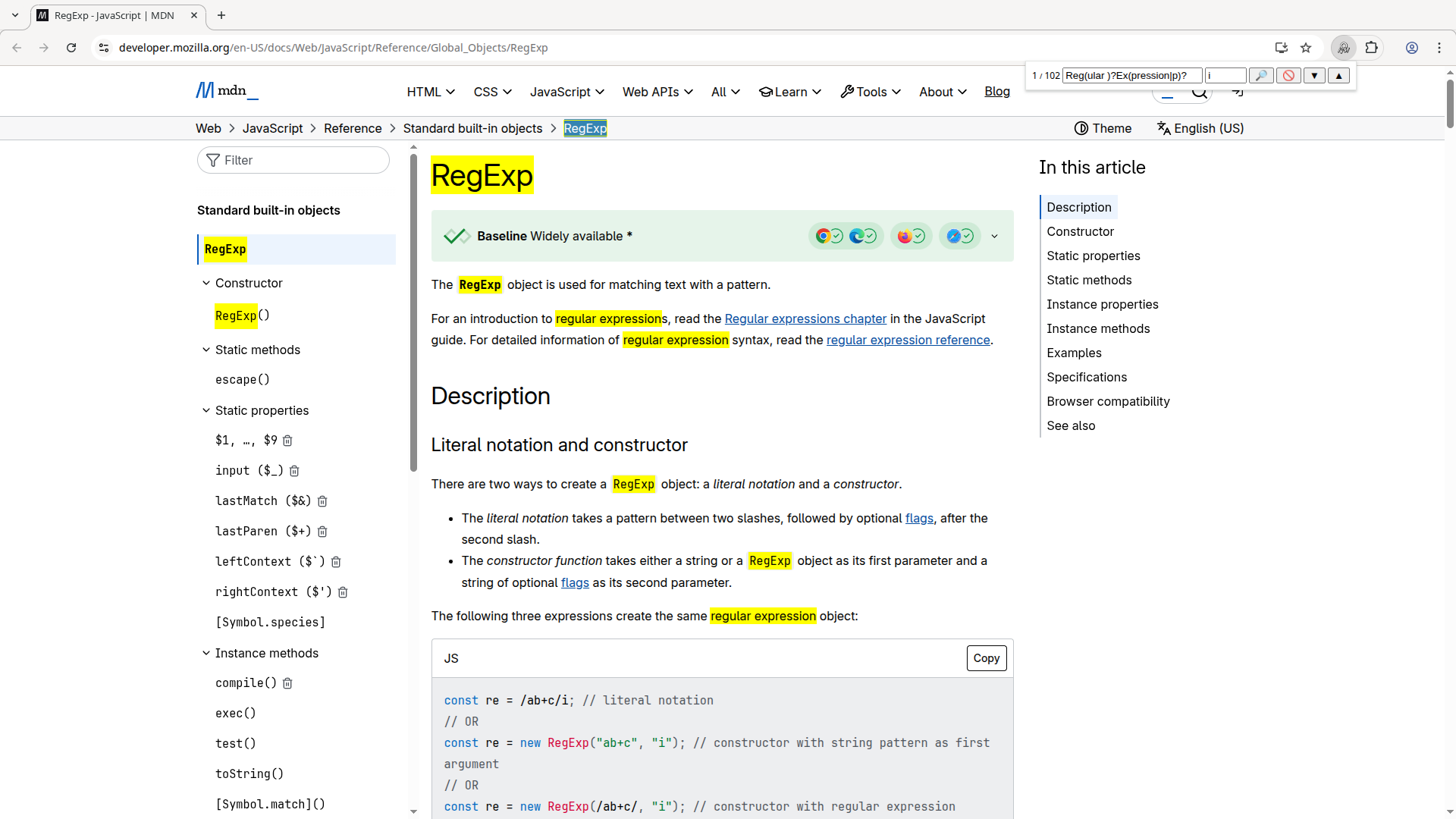 Regex Search screenshot